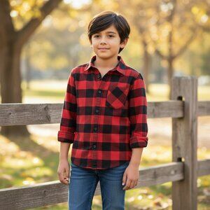 Nomad Flannel Shirt Plaid Long Sleeve Kids Boys Size 8-Small PRE-OWNED